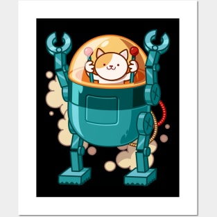 cats robot Posters and Art